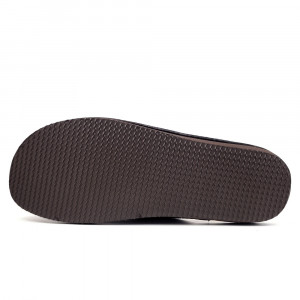 Papuci de Casa din Piele Îmblăniți cu Lână , Model 'Luxury Man' Dark Brown