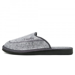 Papuci de casă din postav Lim Art Model Lounge Grey, culoare gri, model minimalist UNI, broderie discretă "Lim Art", talpă antiderapantă.