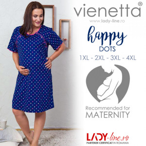 Camasa pentru Gravide si Alaptat XXL Vienetta 'Happy Dots' Blue