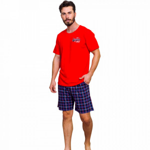 Men's 100% Cotton Pajamas Gazzaz by Vienetta Model 'Legend 1977 Premium Product' Red