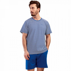 Men's Pajamas with Shorts Vienetta | MAN Model 'M of Magic' Dark Blue