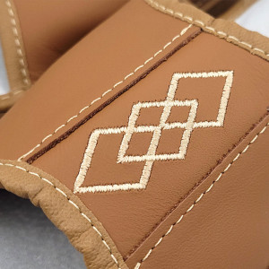 Papuci de Casa Barbati Material Piele Culoare Maro Model 'Brown Diamond' 