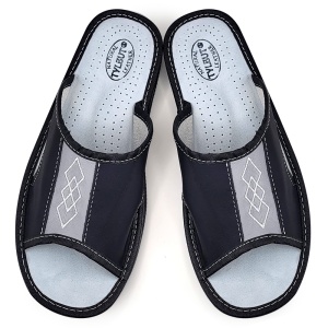 Mystik Brown Leather Slippers 'Geometric Approach' Model | Comfort and Style