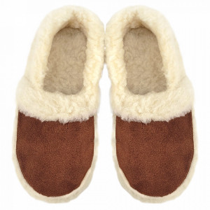 Natural Wool Slippers Brown Color 'Dacica' Model