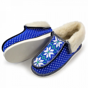 Papuci de Casa Caldurosi Tip Botosi Model 'Scandinavia' Blue