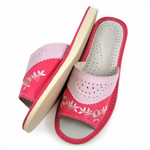 Papuci de Casa Dama Material Piele Culoare Roz Model 'Cotton Candy'