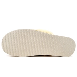Papuci de Casă de Damă din Piele și Lână Model 'Elegance in Simplicity' Cream-Prezentare talpă papuci.