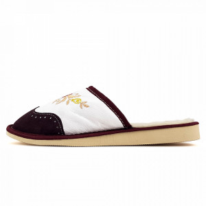Papuci de Casa din Piele Intoarsa Imblaniti cu Lana Model 'London Brogue Inspire' Burberry