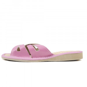 Papuci de Casa Vara din Piele Culoare Alb/Roz Model 'Glaucia' Dusty Pink