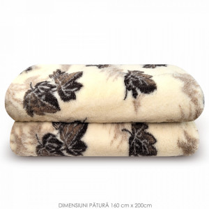 Patura din Lana Naturala de Oaie 100% Model 'Autumn Forest' Marime 160 x 200, 1 Bucata