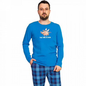 Pijama Barbati Gazzaz by Vienetta, 'The Time is Now' Blue - Img 2