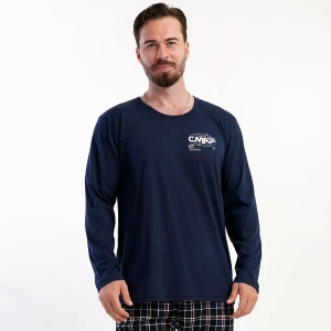 Pijama Bumbac 100% pentru Bărbați, Vienetta | MAN Model 'Next Stop - CMAP' - Prezentare bluză pijama .