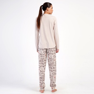 Pijama Dama din Bumbac 100% Vienetta, Model 'Good Morning!'. Prezentare pijama din spate.
