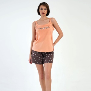 Pijama Damă Mărimi Mari cu Maiou Vienetta 'Summer Dreams' | Bumbac 100% și Răcorire Răsfățată (1XL-4XL)