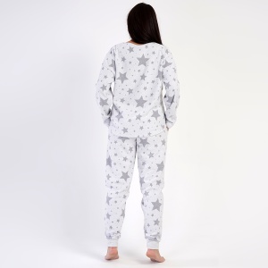 Pijama Dama Mărimi Mari din Bumbac Interlok Vienetta, Model 'Jakard'. Prezentare pijama din spate.