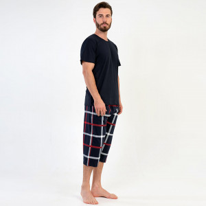 Pijamale Barbati cu Pantalon 3/4 Vienetta | MAN Model 'One Step Up Level One' Blue