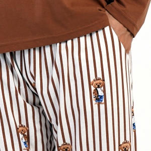 Pijamale Bărbați din Bumbac 100% Vienetta | MAN Model 'Let's Go Teddy!'-Prezentare pijama detaliu buzunar.