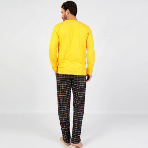 Pijamale Barbati din Bumbac Gazzaz by Vienetta Model 'Respect Freedom' Yellow