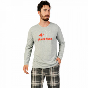 Pijamale Barbati Gazzaz by Vienetta Model 'Super Hero' Gray