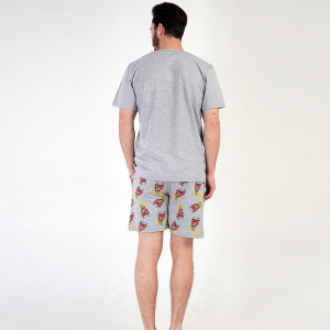 Pijamale Barbati Pantalon Scurt Vienetta | MAN Model 'Happy Family' Gray 