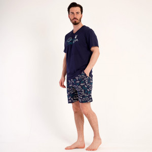 Pijamale Barbati Pantalon Scurt Vienetta | MAN Model 'No Rules' Blue