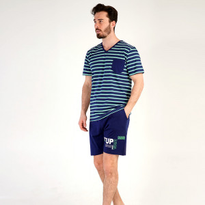 Pijamale Barbati Pantalon Scurt Vienetta | MAN Model 'One Step UP Level' Blue