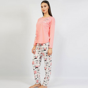 Pijamale Confortabile din Bumbac Vienetta Model 'All You Need is Love' Pink