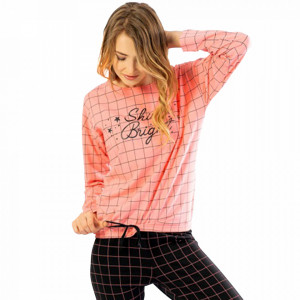 Pijamale Confortabile din Bumbac Vienetta Model 'Shine Bright' Culoare Roz