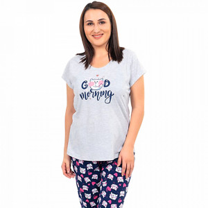 Pijamale Confortabile Marimi Mari Vienetta Model 'Good Morning' Gray