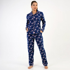 Pijamale cu Nasturi Vienetta din Bumbac 100% Model 'Love Beverly Hills'