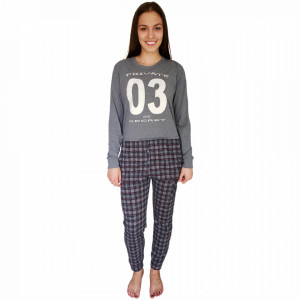 Pijamale Dama Bumbac 100%, Charachter, 'Private And Secret' Gray