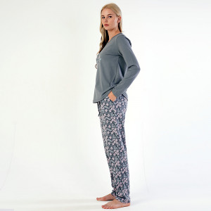 Pijamale Dama din Bumbac 100% Vienetta, Model 'I Feel Beautiful Today' Gray
