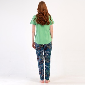 Pijamale Dama din Bumbac 100% Vienetta, Model 'Most Alive' - Prezentare pijama vedere din spate.
