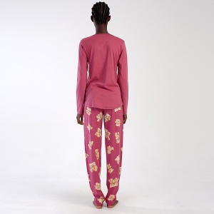 Pijamale Dama din Bumbac Vienetta Model 'Hi There' | Confort si Bună Dispoziție. Prezentare din spate.