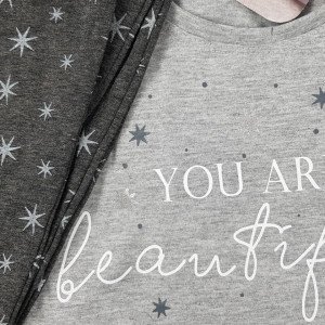 Pijamale Dama Marimi Mari Vienetta Model 'You are Beautiful' Gray