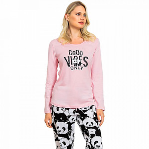 Pijamale Dama Vienetta Bumbac 100% 'Good Vibes Only'