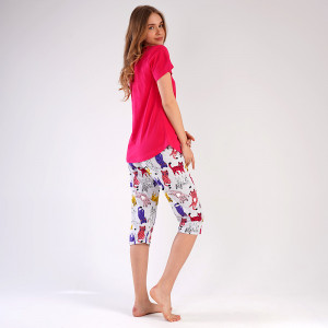 Pijamale Dama Vienetta din Bumbac 100%, Model 'Born To Be Happy' Red 