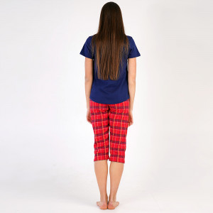Pijamale Dama Vienetta din Bumbac 100%, Model 'Rise UP' Blue