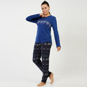Pijamale din Bumbac Interlock, Brand Vienetta, Model 'Winter Ornaments'