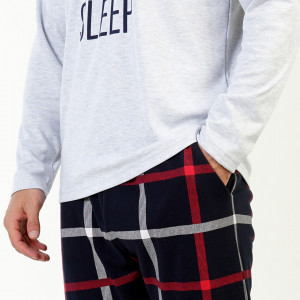 Pijamale din Bumbac Interlock Vienetta | MAN Barbati Model 'All You Need is Sleep'