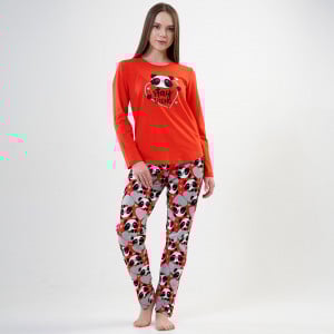 Pijamale Vienetta din Bumbac Model 'Stay Strong' Red
