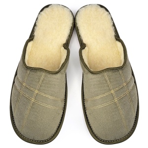 Plush Wool-Lined Slippers, 'Soft & Strong' Model Classic Green