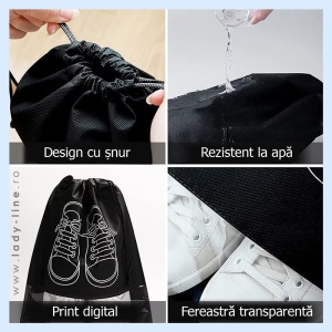 Saci Depozitare Încălțăminte Set 5 Bucăți Culoare Negru | Protecție, Ordine și Economie de Spațiu