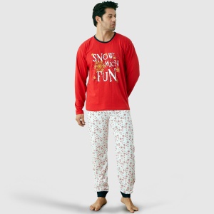 Pijama Bărbați Serena First Touch, Model 'Snow Much Fun' | Bucuria Iernii. Prezentare pijama din față.