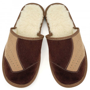 Sheepskin Fur Slippers Brown 'Espresso Elegance' Model