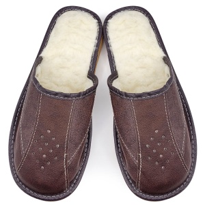Sheepskin Fur Slippers 'Manhood' Caramel Brown | Warm Winter Footwear