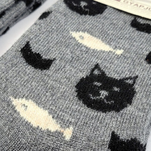 Șosete din Lână Set 2 Perechi Model 'Wool Kitty' Culoare Gri si Negru