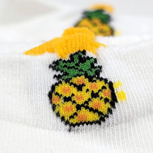 Sosete Glezna Dama cu Fructe, Set 2 Perechi Model 'Pure White' Pineapple Culoare Alb 🍍