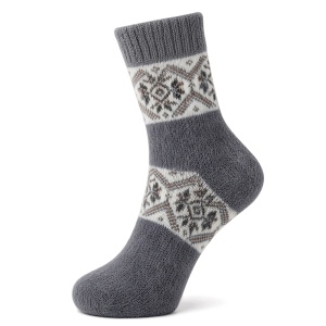 Șosete Groase din Lână Naturală de Oaie Model 'Nordic Winter' Grey by Eluna