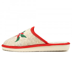 Papuci de Casa Universali din Postav Model 'Heritage Petals' Red Bosaco®
